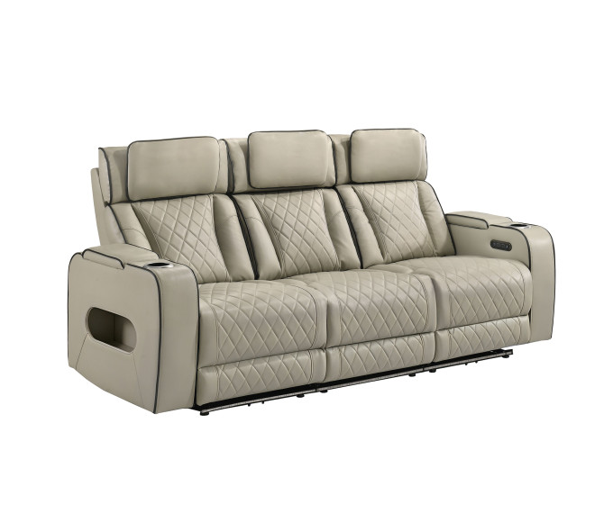 Regal Leather-gel Power Reclining Sofa Cream Regal Leather-gel Power Reclining Sofa Cream